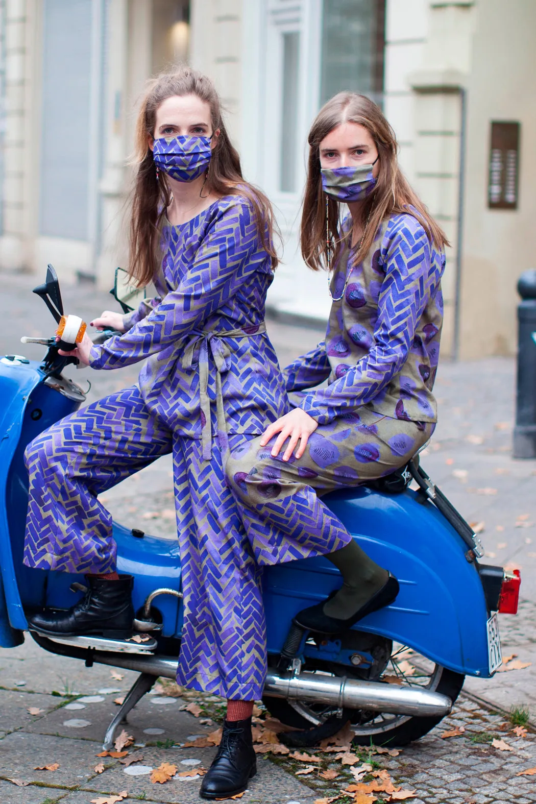 Culottes with Purple Herringbone