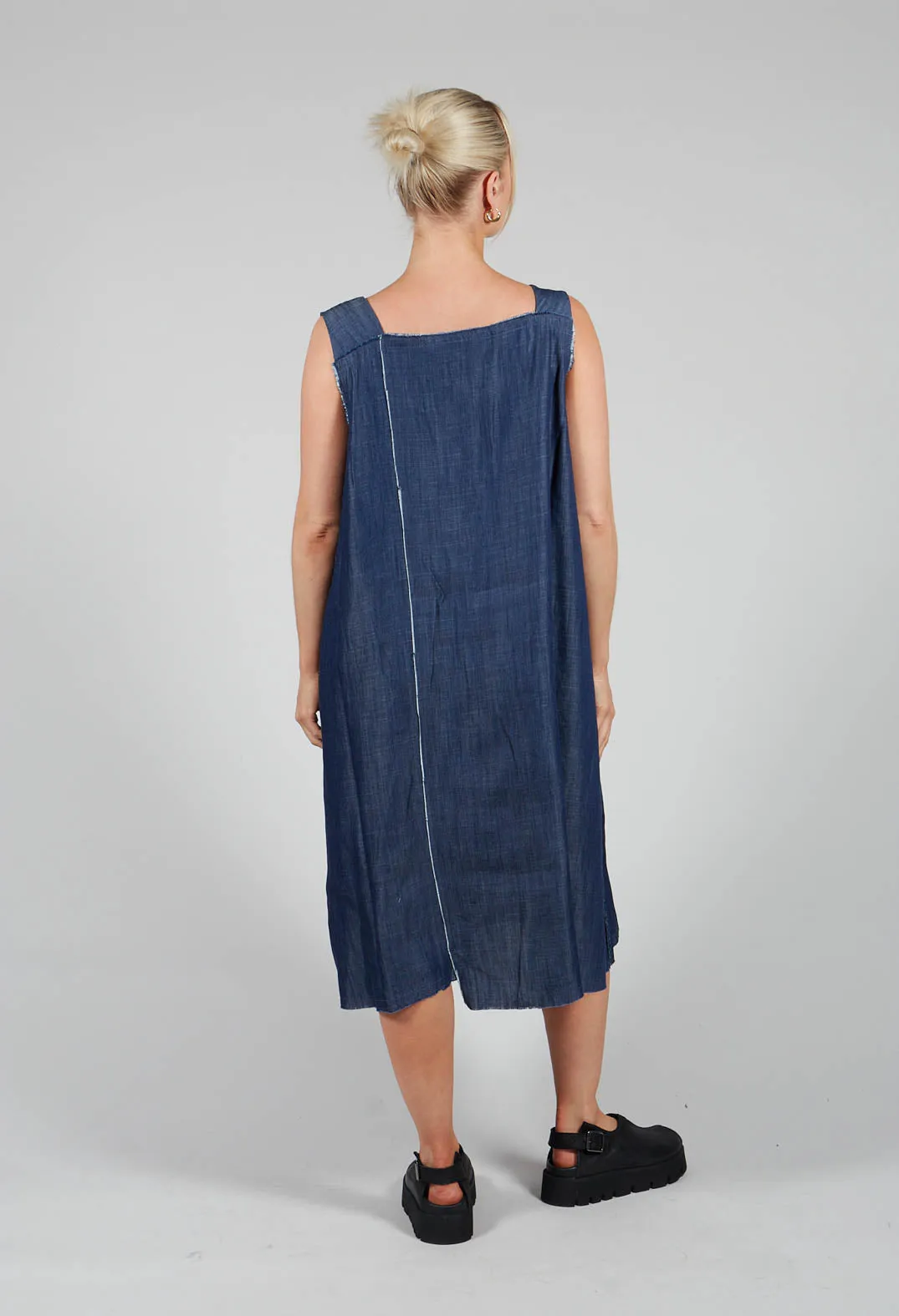 Denim Asymmetric Dress in Blue