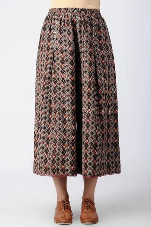 Dharan 'Tile Culotte' Brown Block Printed Culotte