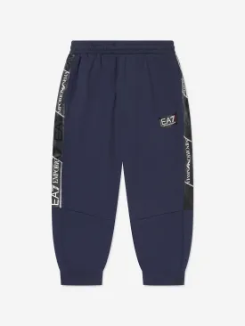 EA7 Emporio Armani Boys Train Logo Tape Joggers in Navy