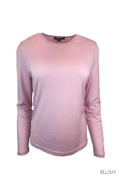 EBAS503.COLOUR.A-H MERINO JUMPER SATIN ELASTIC TRIM ROUND NECK