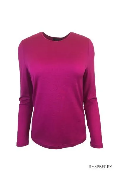 EBAS503.COLOUR.P-Z MERINO JUMPER SATIN ELASTIC TRIM ROUND NECK