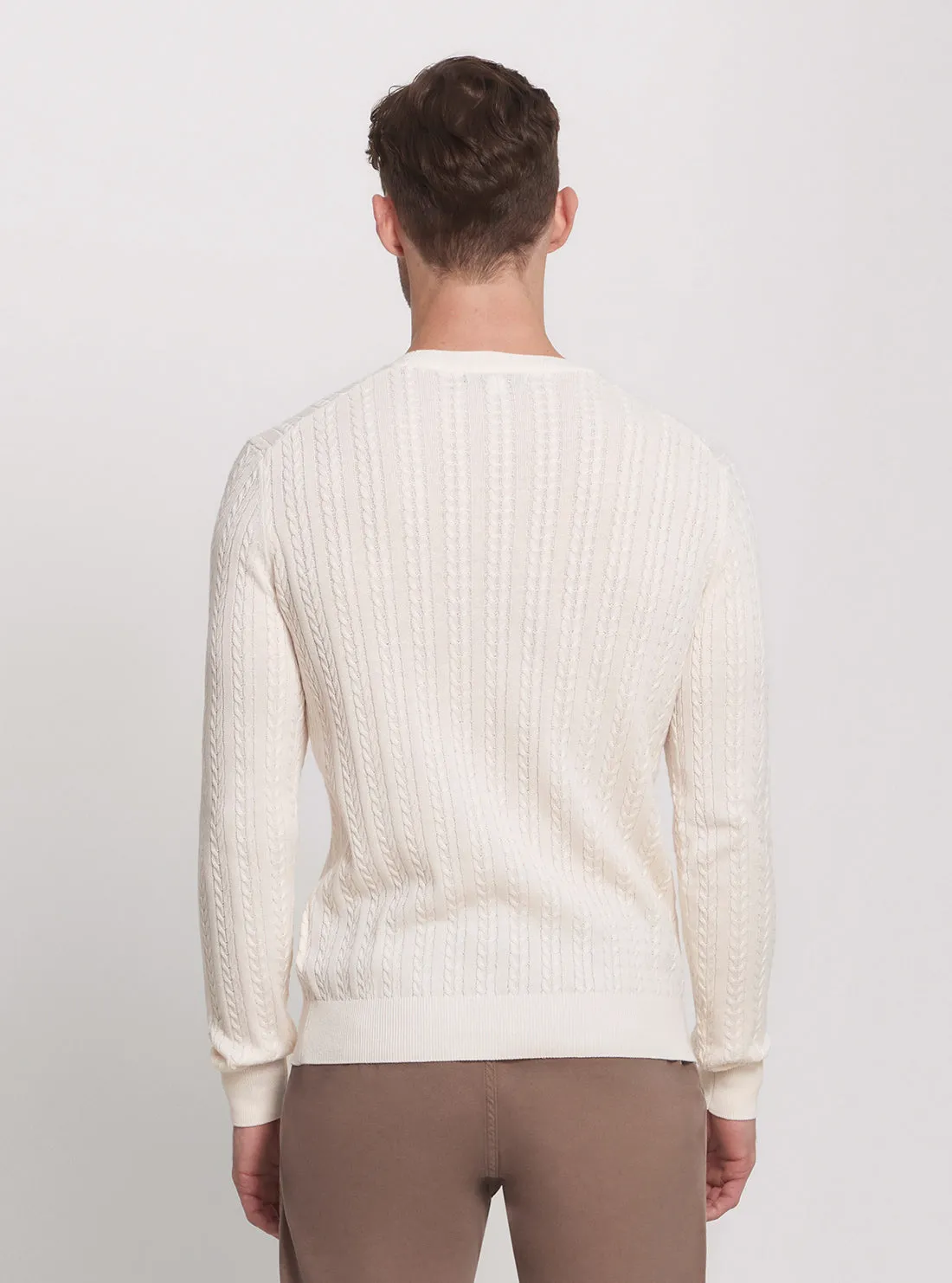 Eco White Cable Stitch Knit Jumper