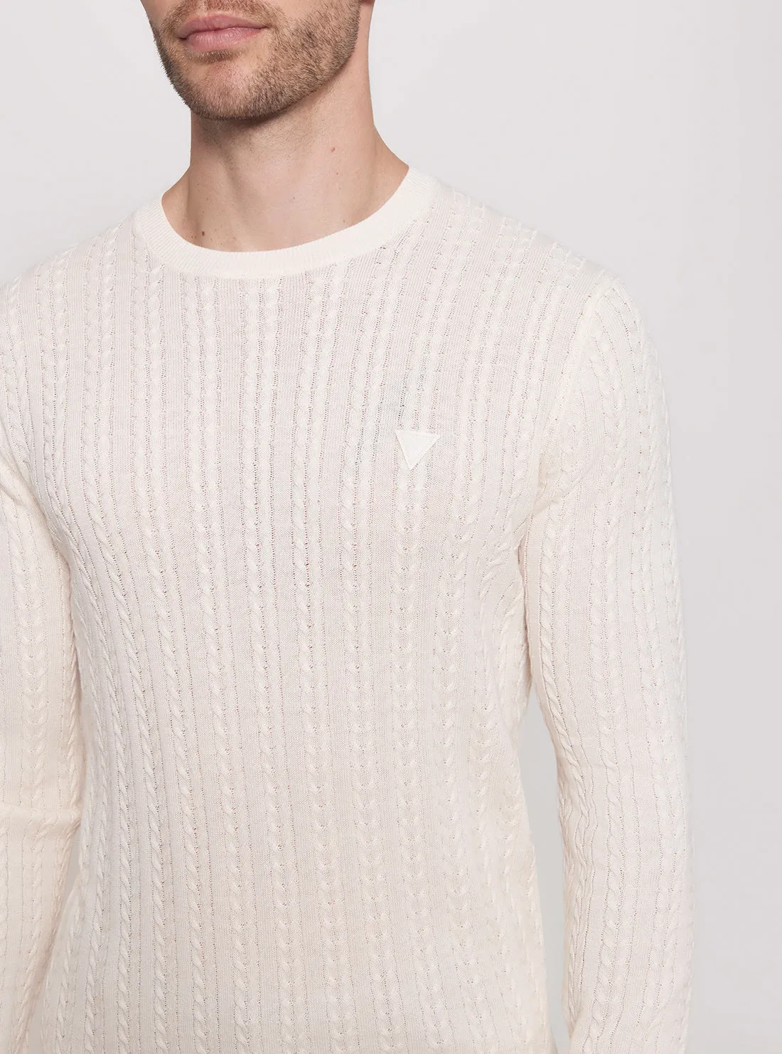 Eco White Cable Stitch Knit Jumper