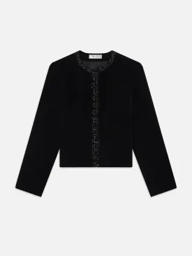 Embellished Velvet Jacket -- Black