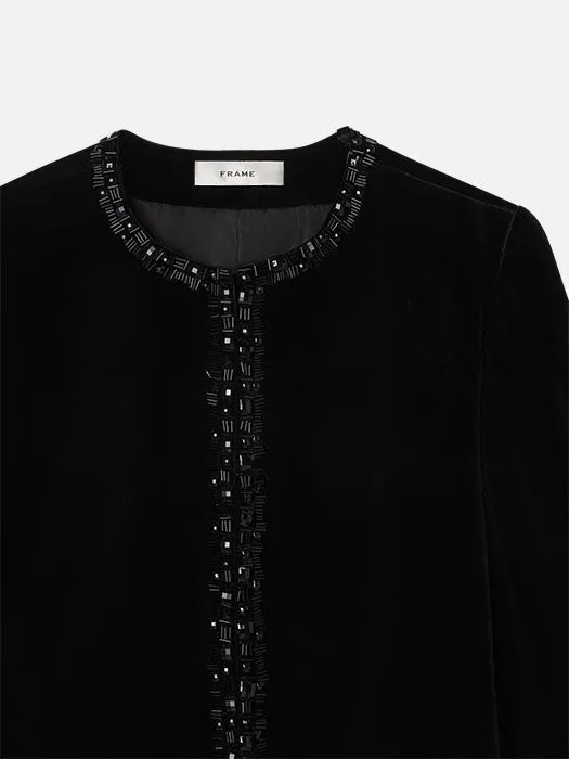 Embellished Velvet Jacket -- Black