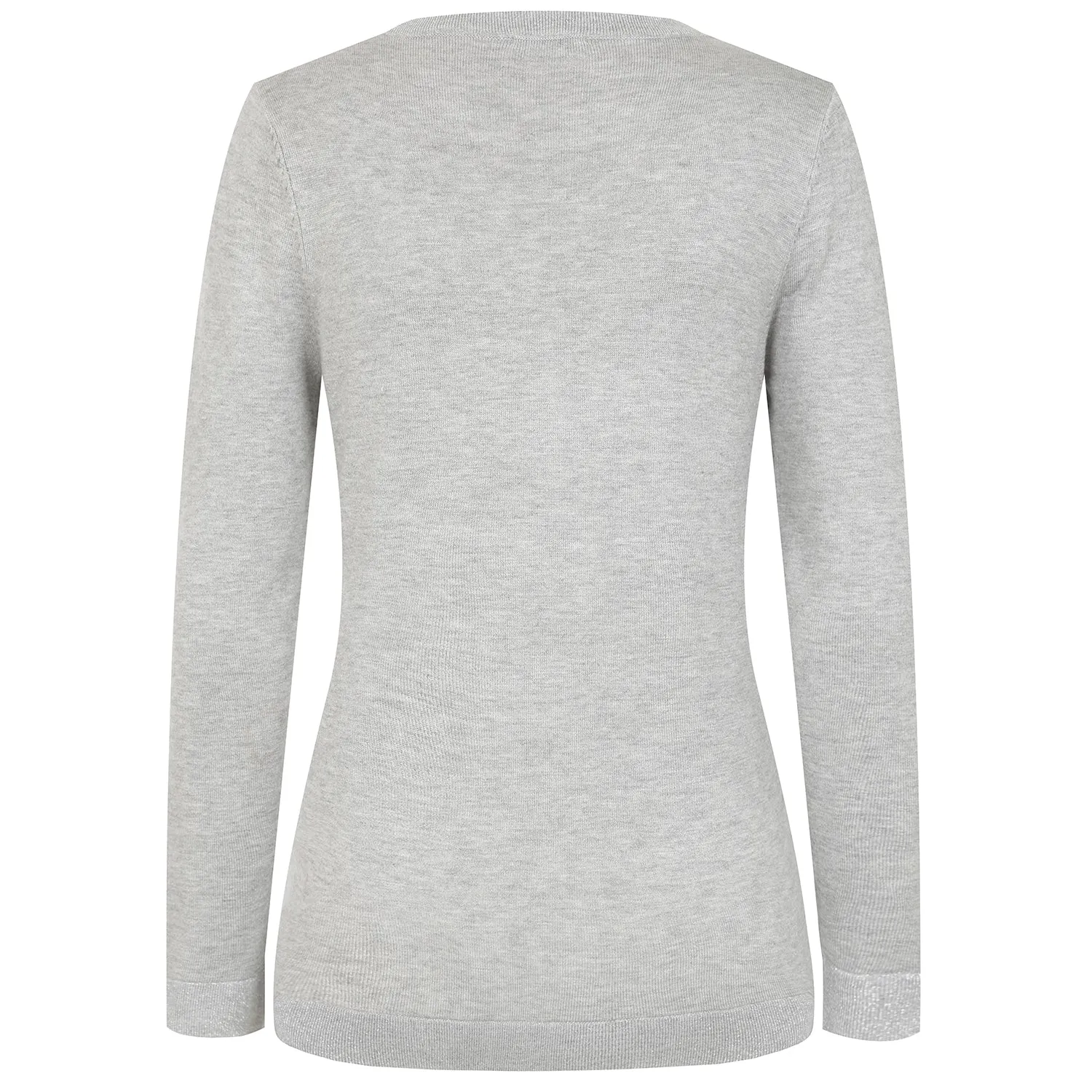 EMRECO Silver Grey Sparkle Long Sleeve Jumper