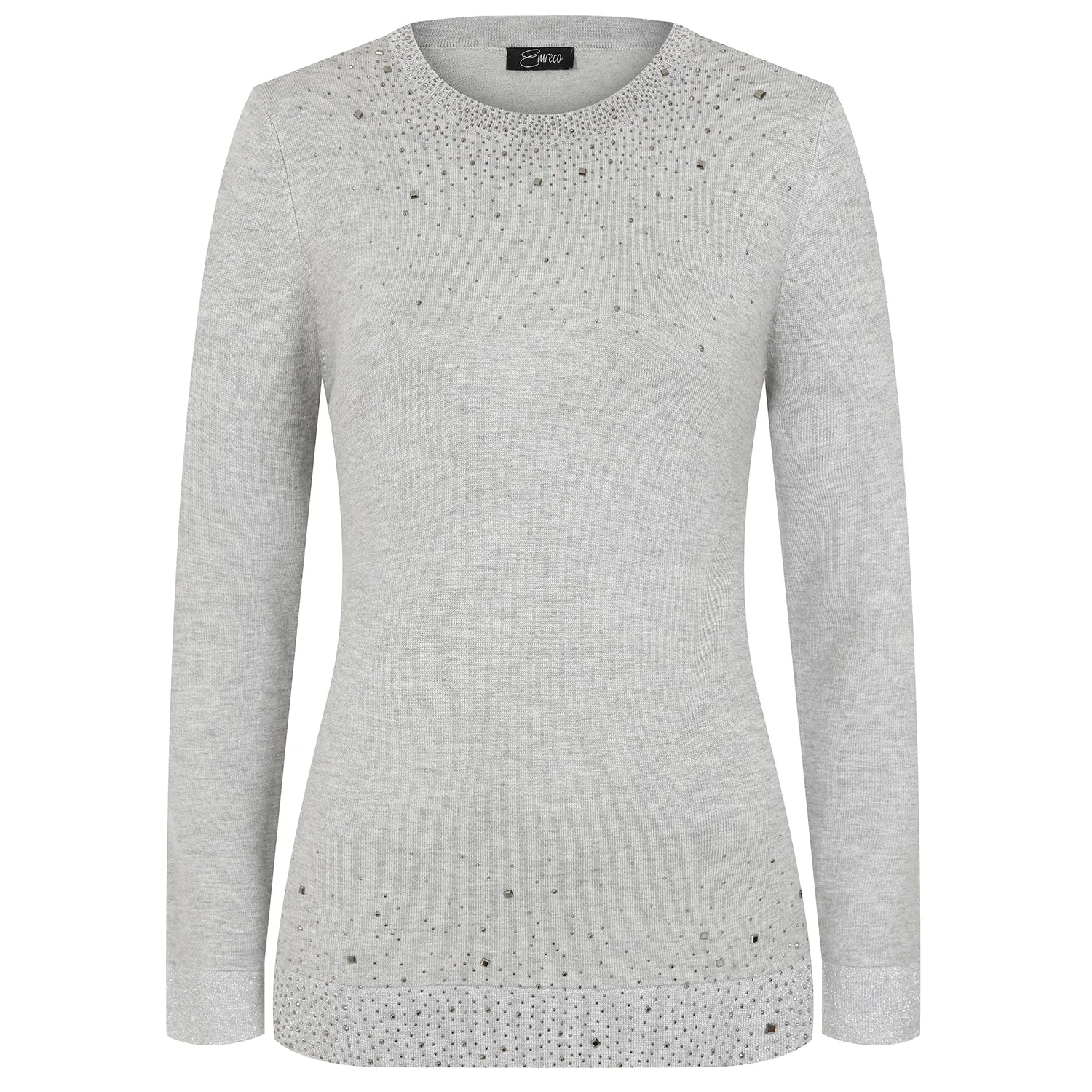 EMRECO Silver Grey Sparkle Long Sleeve Jumper