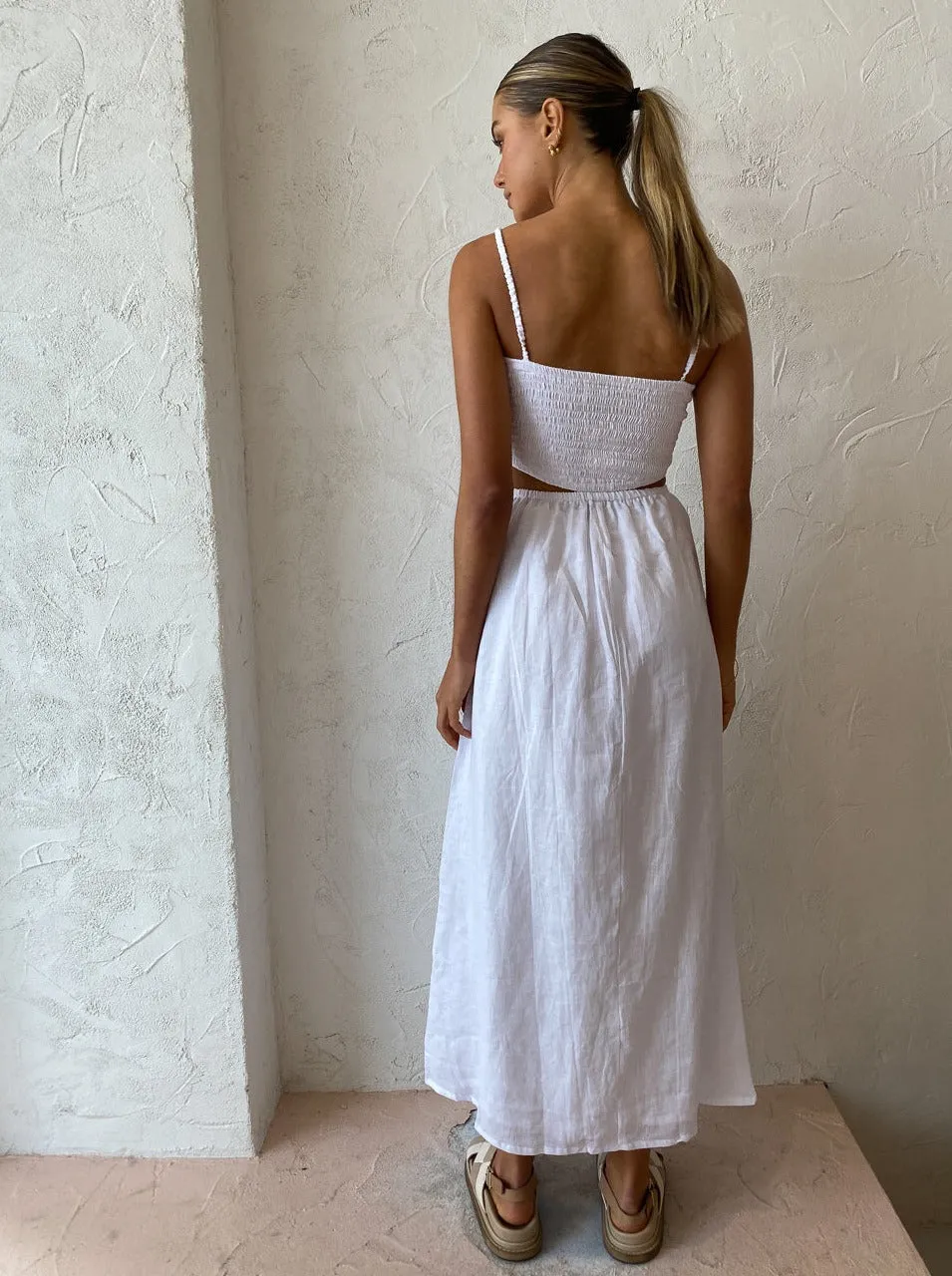 Faithfull the Brand Tayari Midi Dress in Plain White