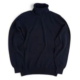 Fine Gauge 100% Cashmere Roll Neck in Navy