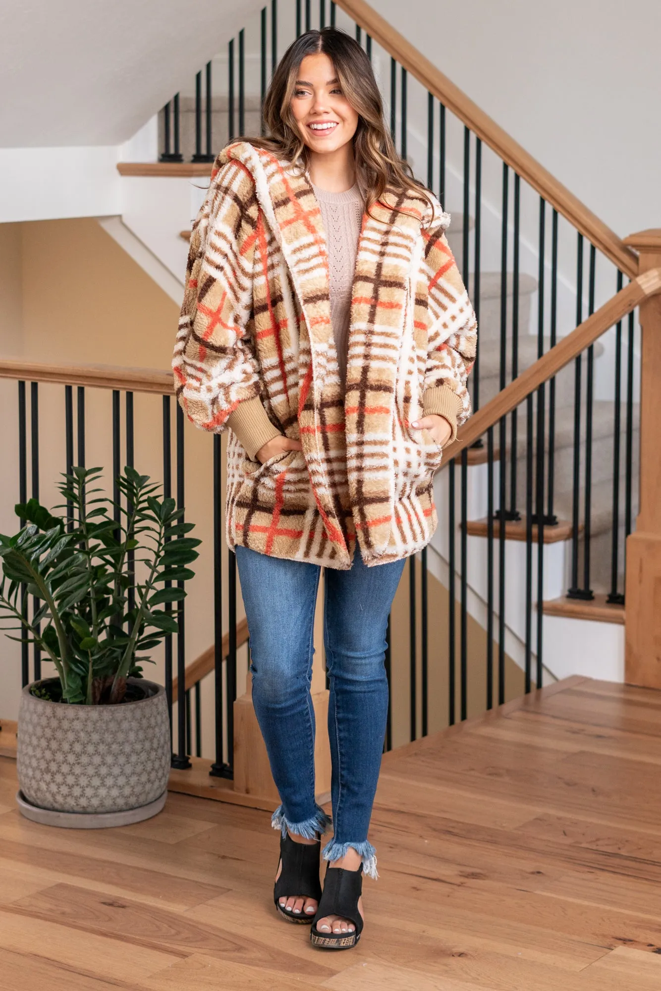 Flannel Plaid Sherpa - Taupe Mix