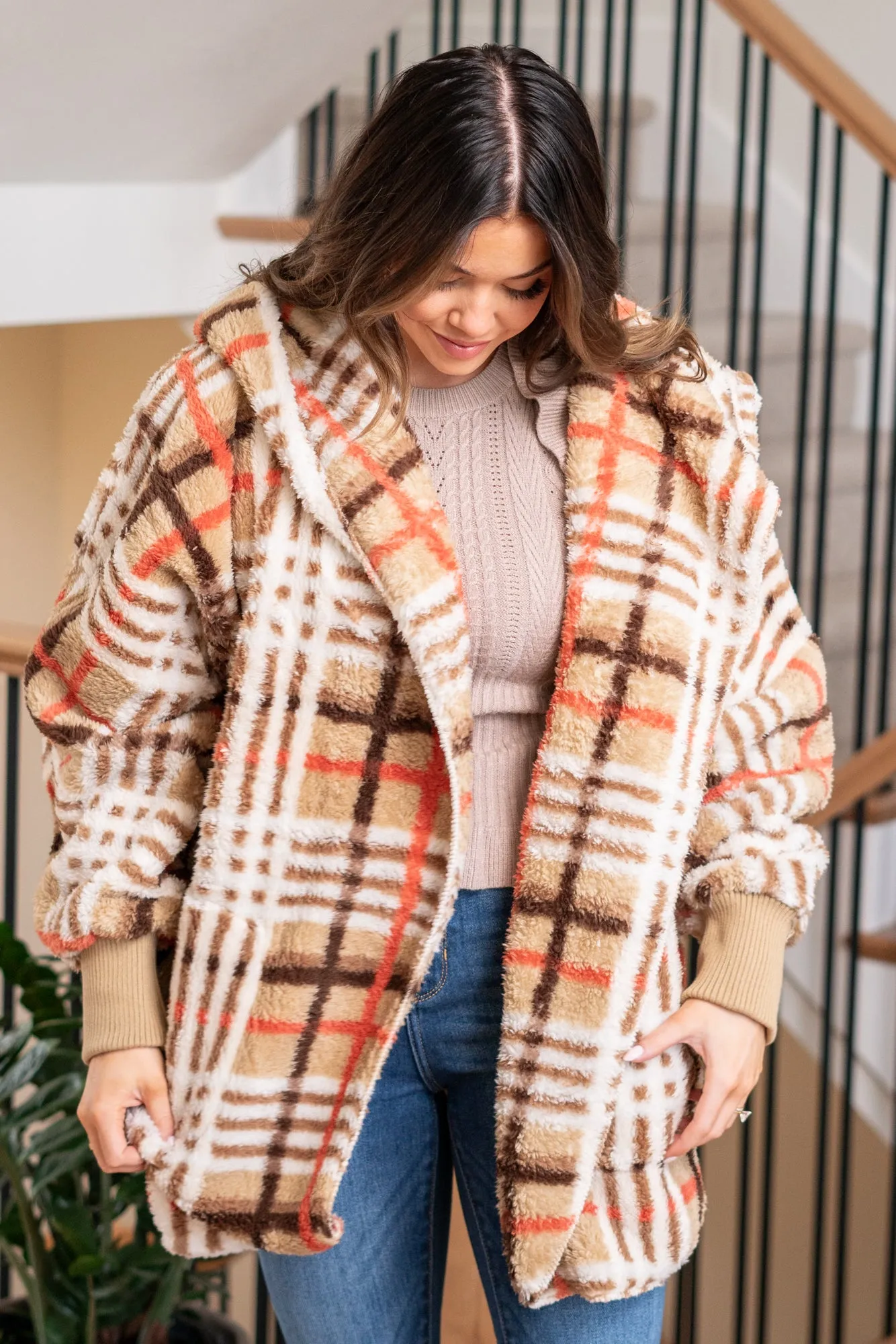 Flannel Plaid Sherpa - Taupe Mix