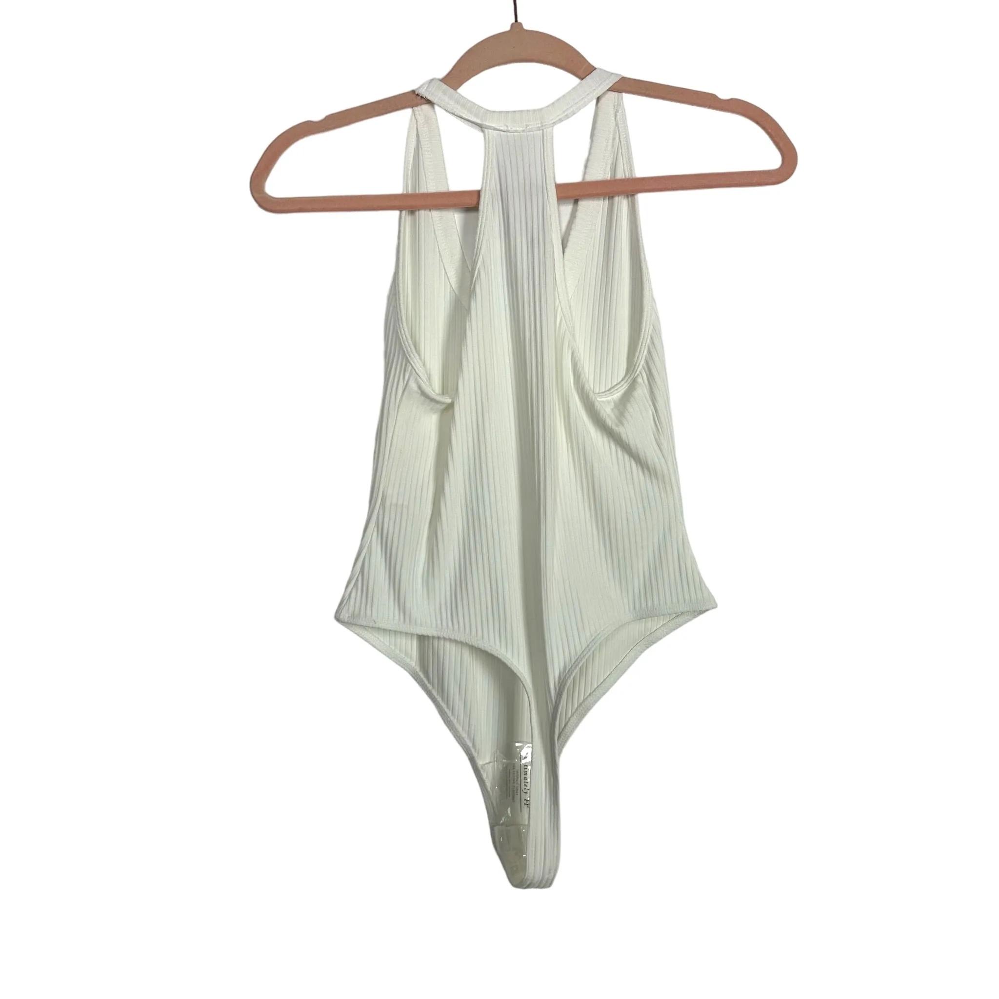 Free People Intimately Ivory Ribbed Thong Bodysuit NWT- Size S