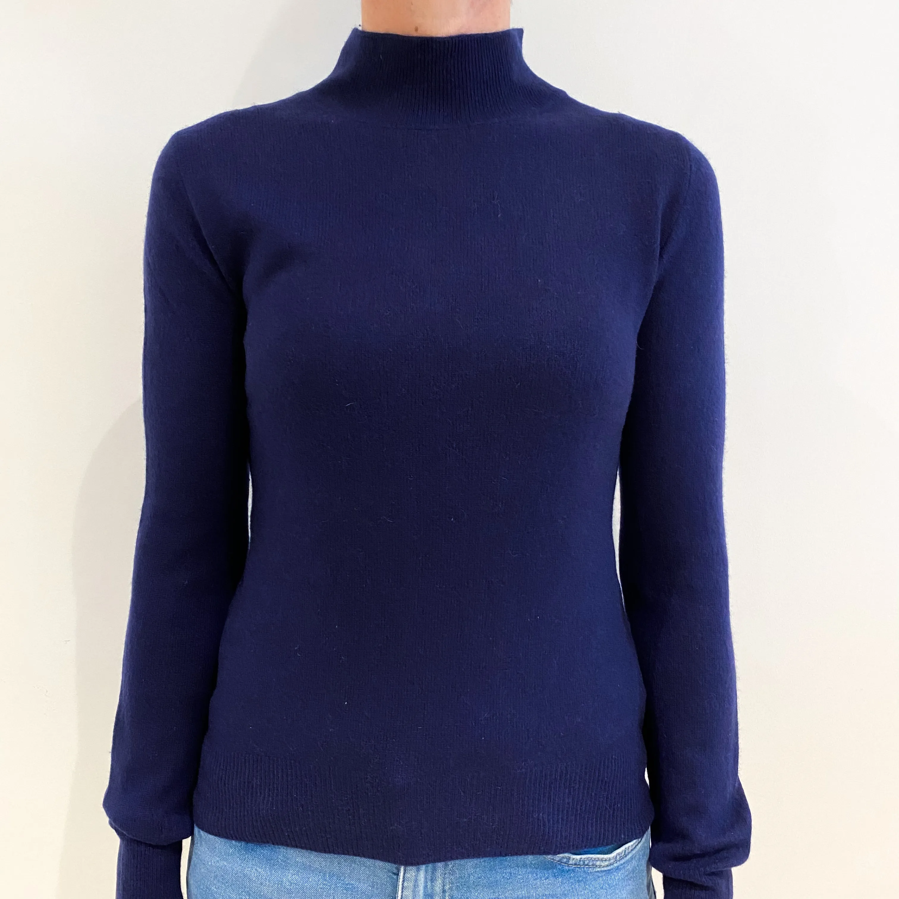 French Navy Lightweight Cashmere Turtle Neck Jumper Small