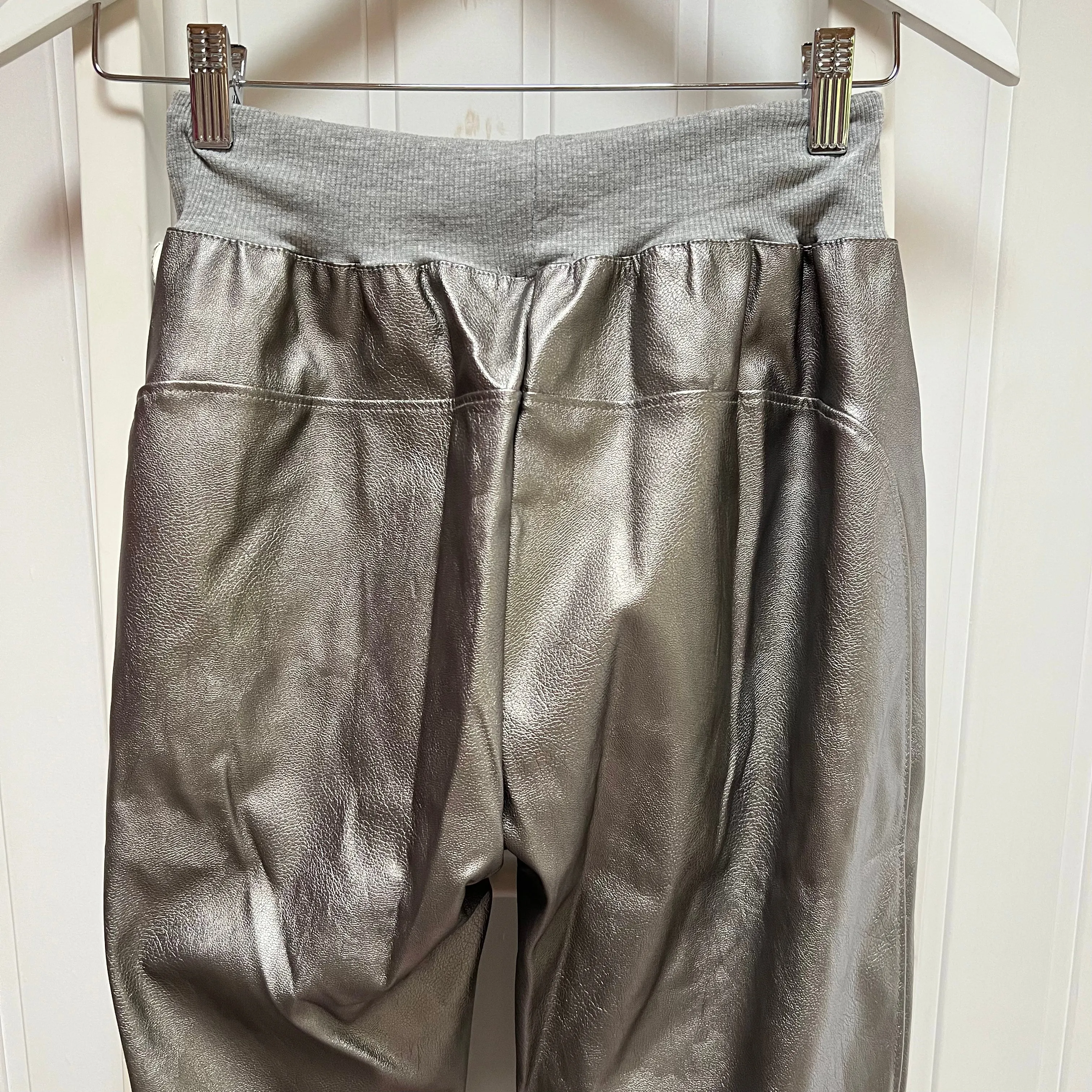 Full faux leather pewter SiLVER ULTIMATE joggers