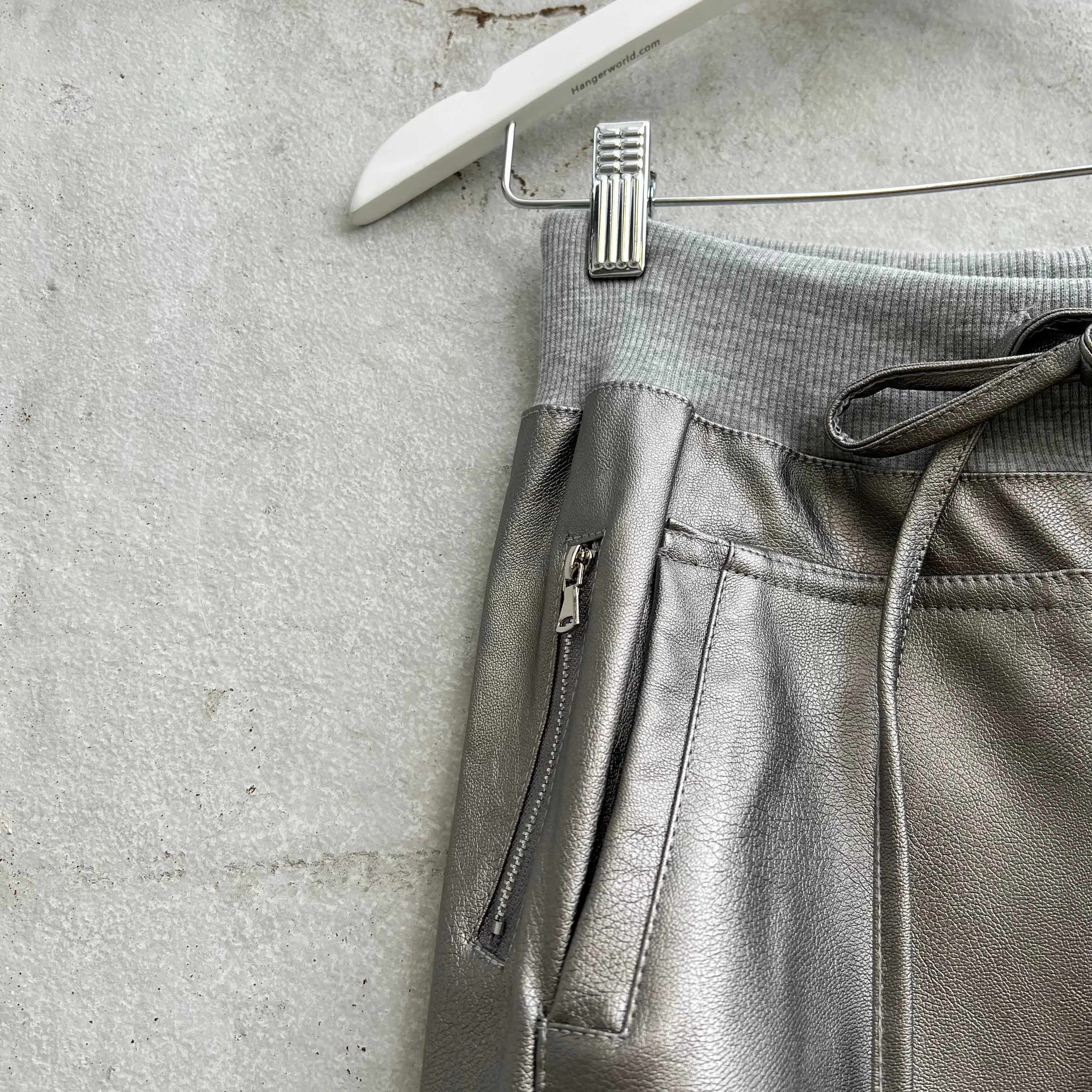 Full faux leather pewter SiLVER ULTIMATE joggers