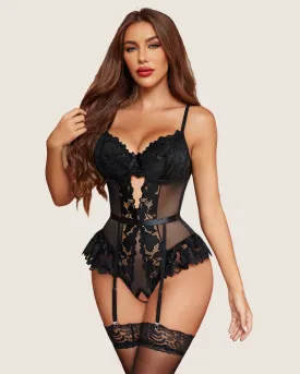 Garter Lingerie Set Underwired Teddy