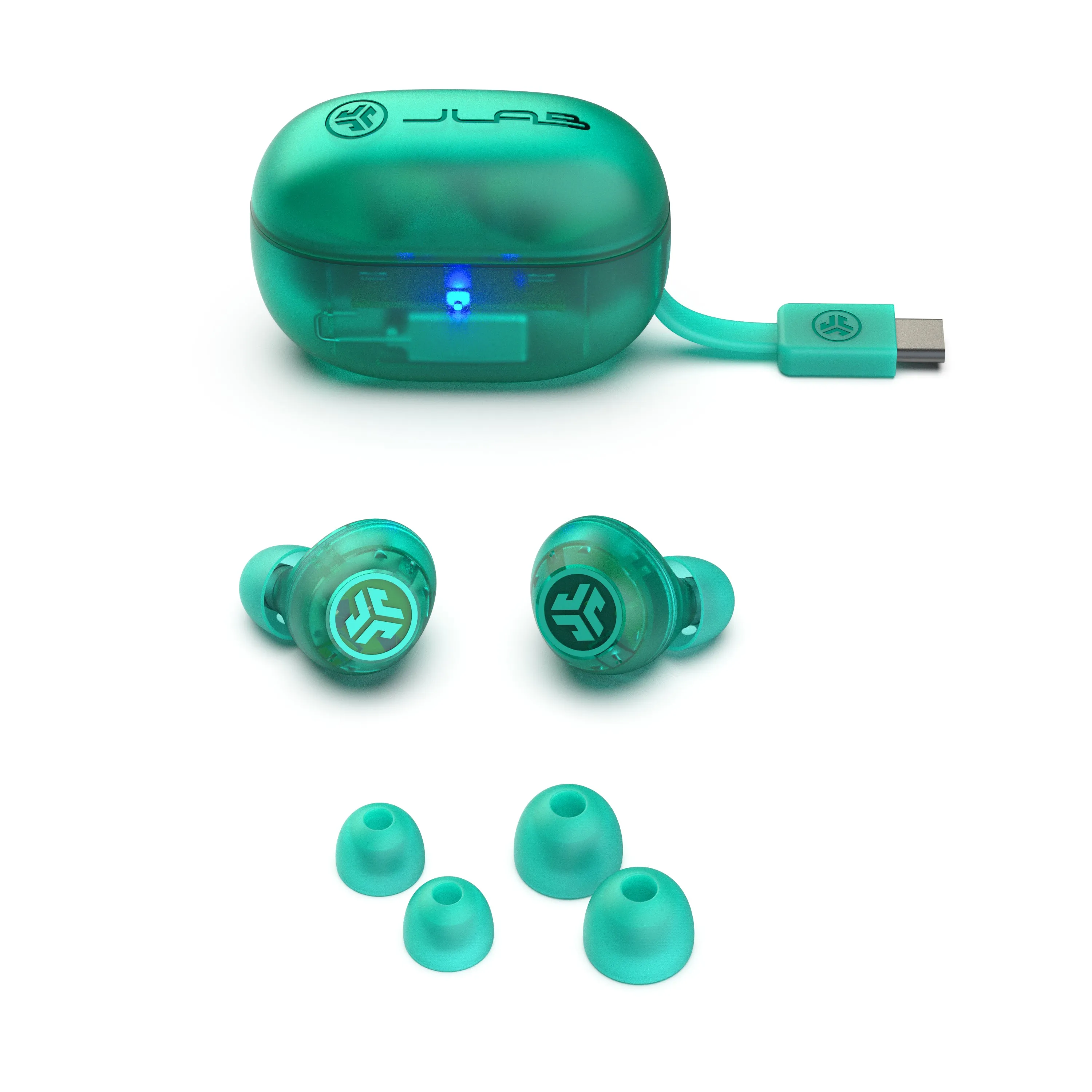 Go Pop ANC True Wireless Earbuds Transparent Teal