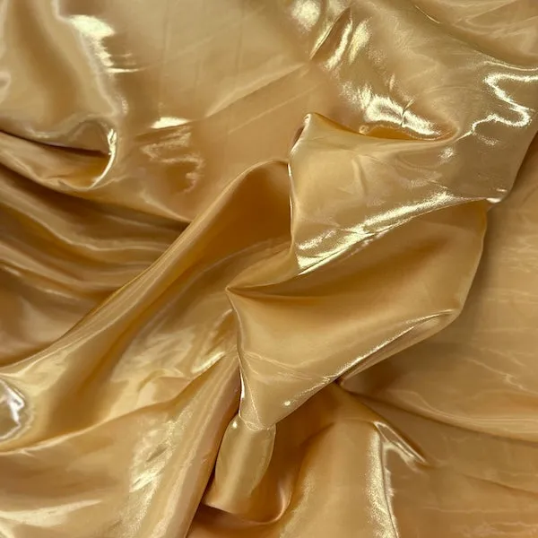 Gold Crystalized Reflective Liquid Bridal Satin Fabric