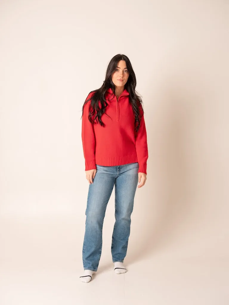 Harpers Emporium Half Zip Cashmere Rouge