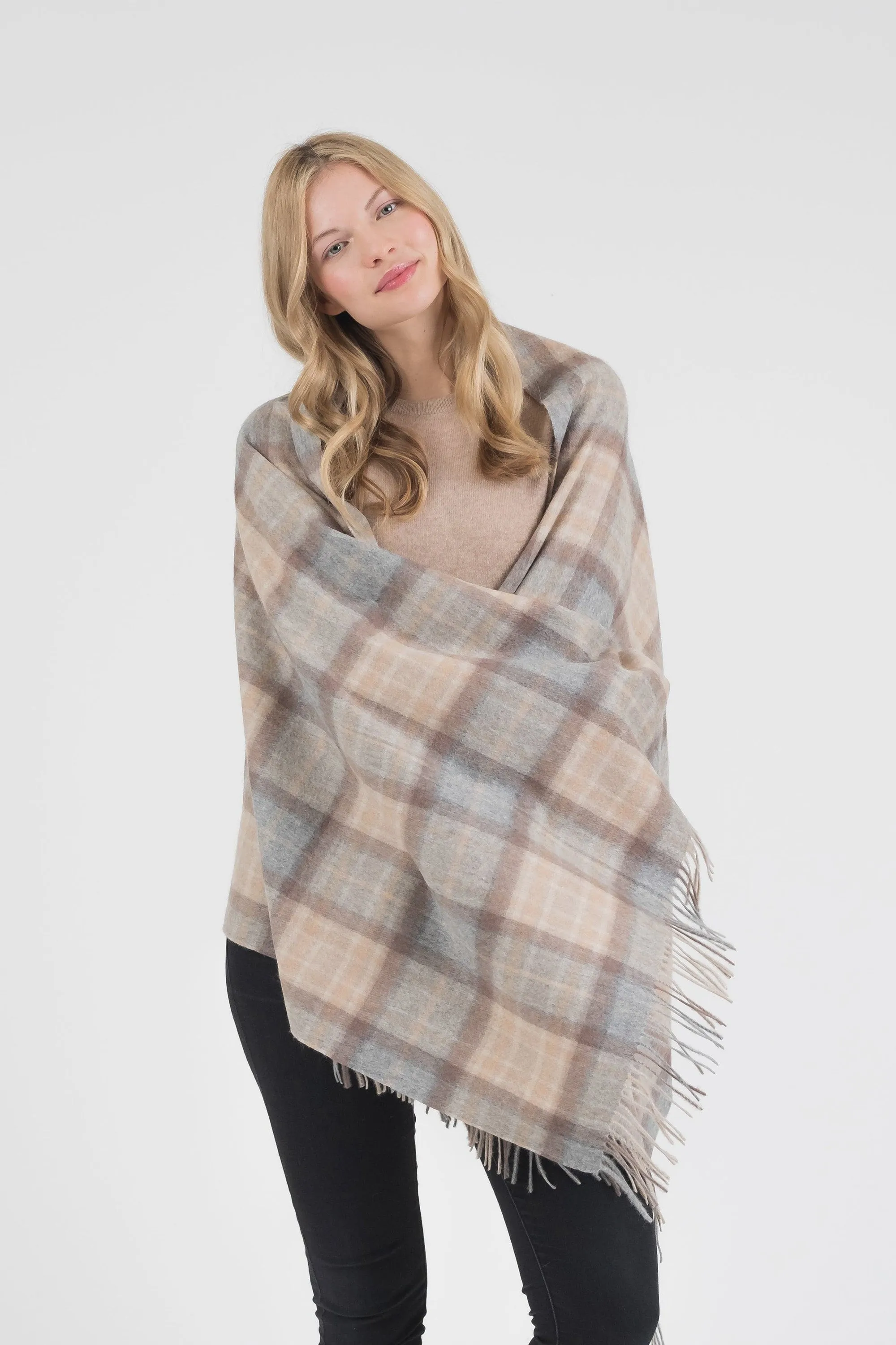 Heritage Tartan Cashmere Stole - Mackellar Natural