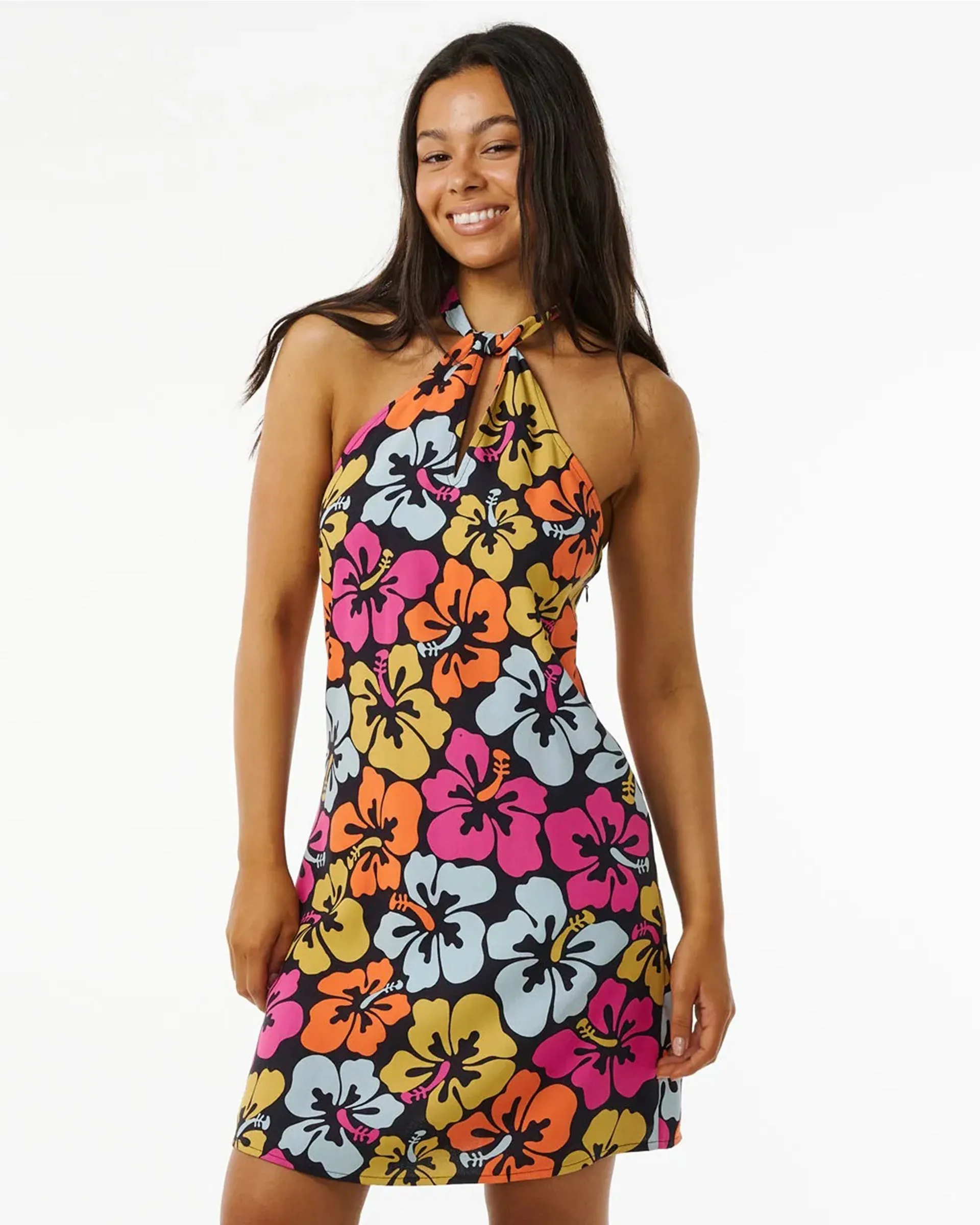 Hibiscus Heat Halter Mini Dress (Past Season)