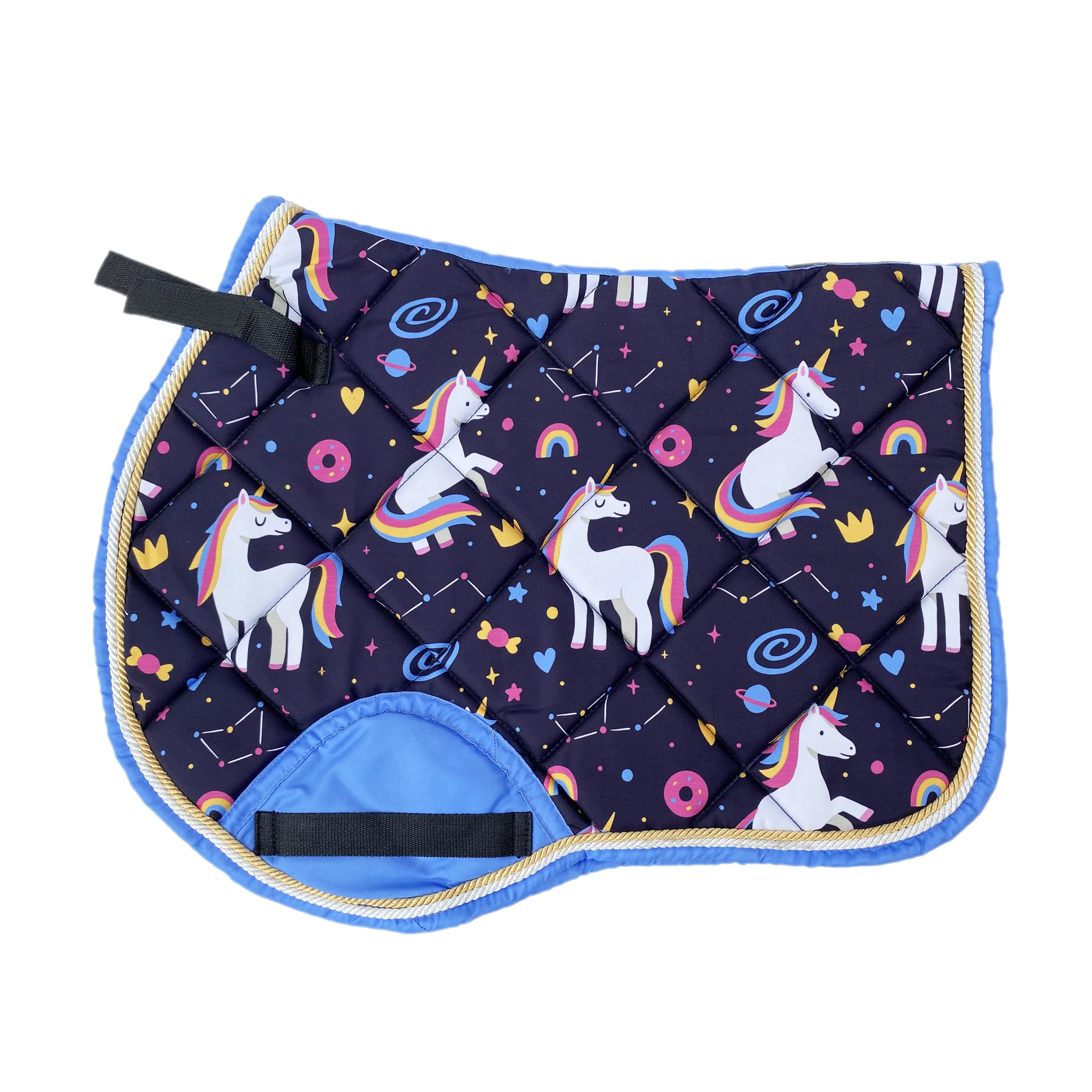 Horse Riding Unicorn Style Cotton Jumper Saddle Pad And Fly Veil Set