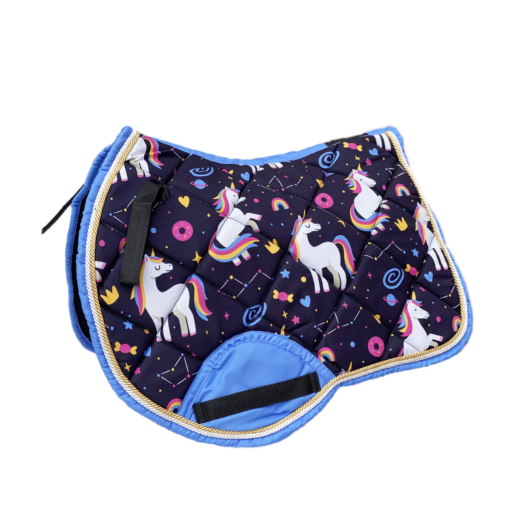 Horse Riding Unicorn Style Cotton Jumper Saddle Pad And Fly Veil Set