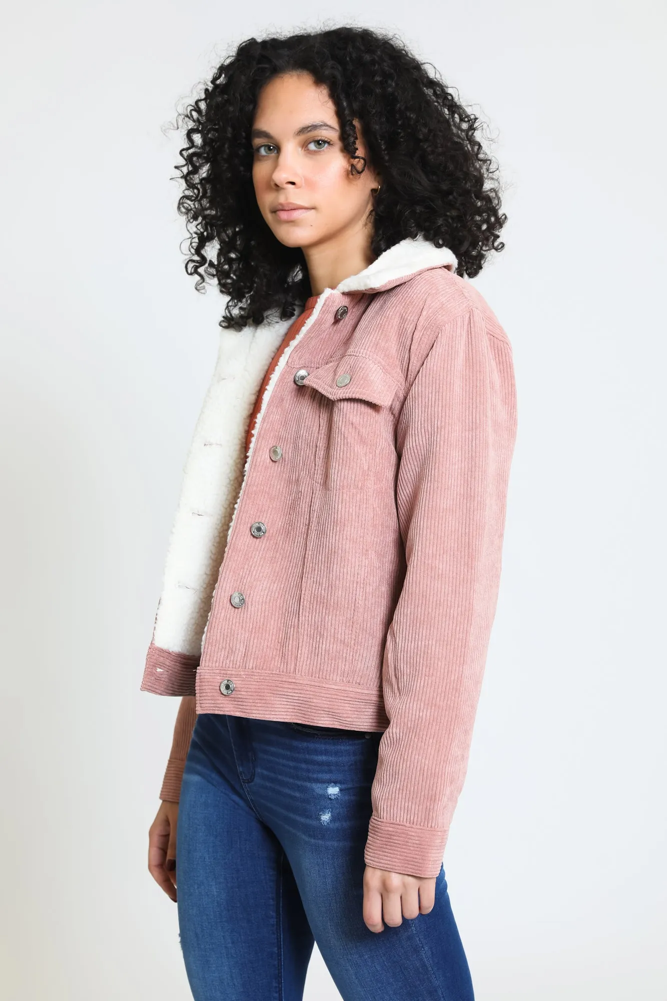 Iris Corduroy Sherpa Jacket - Mauve