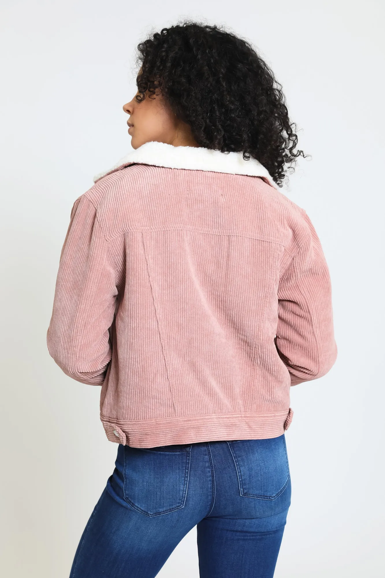 Iris Corduroy Sherpa Jacket - Mauve