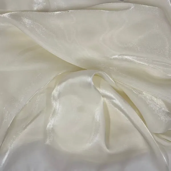 Ivory Crystalized Reflective Liquid Silk Chiffon Fabric