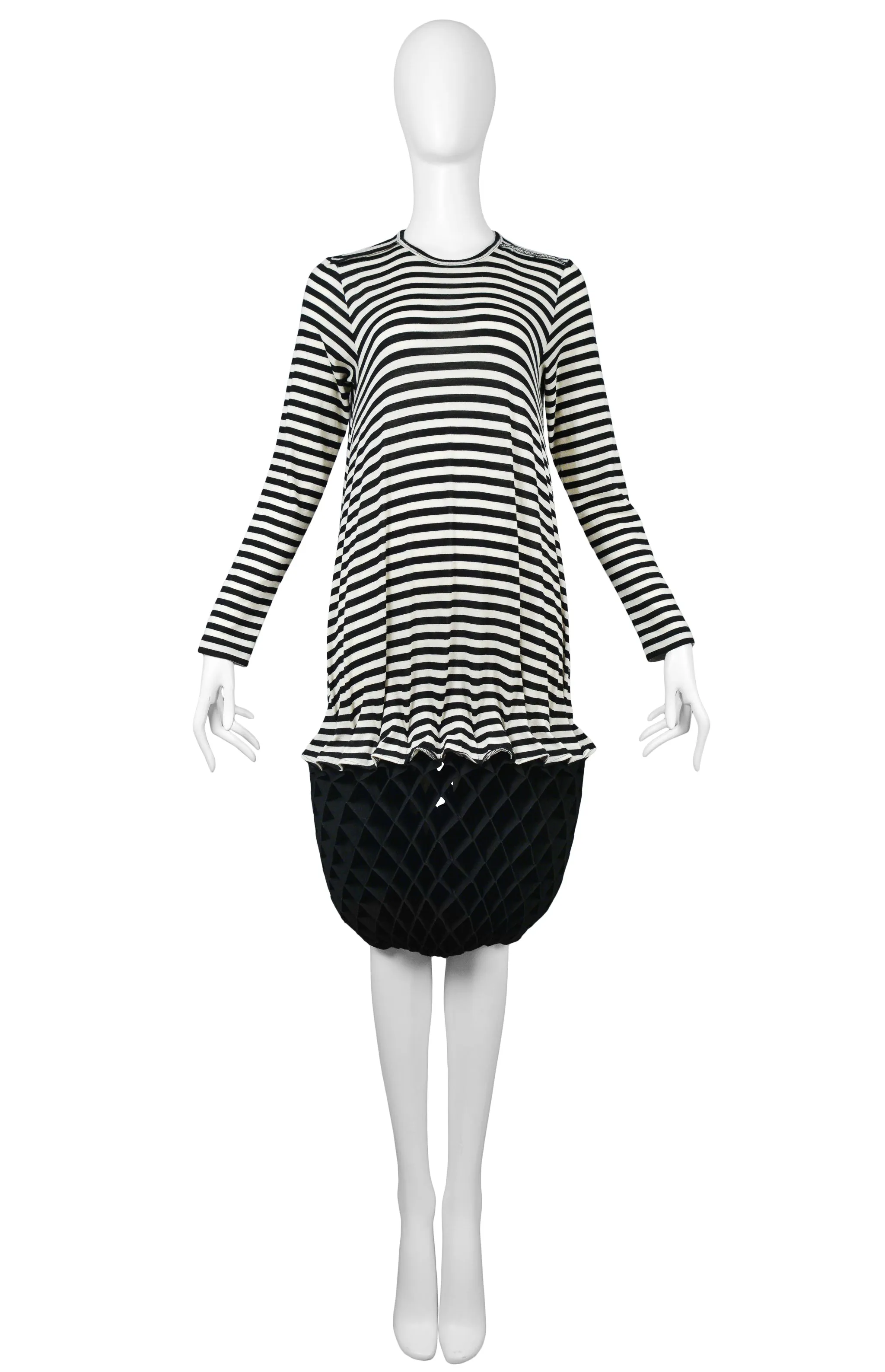 JUNYA WATANABE BLACK & WHITE STRIPE ACCORDION DRESS 2015