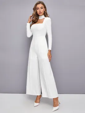 Keyhole Neck Wide Leg Jumpsuit