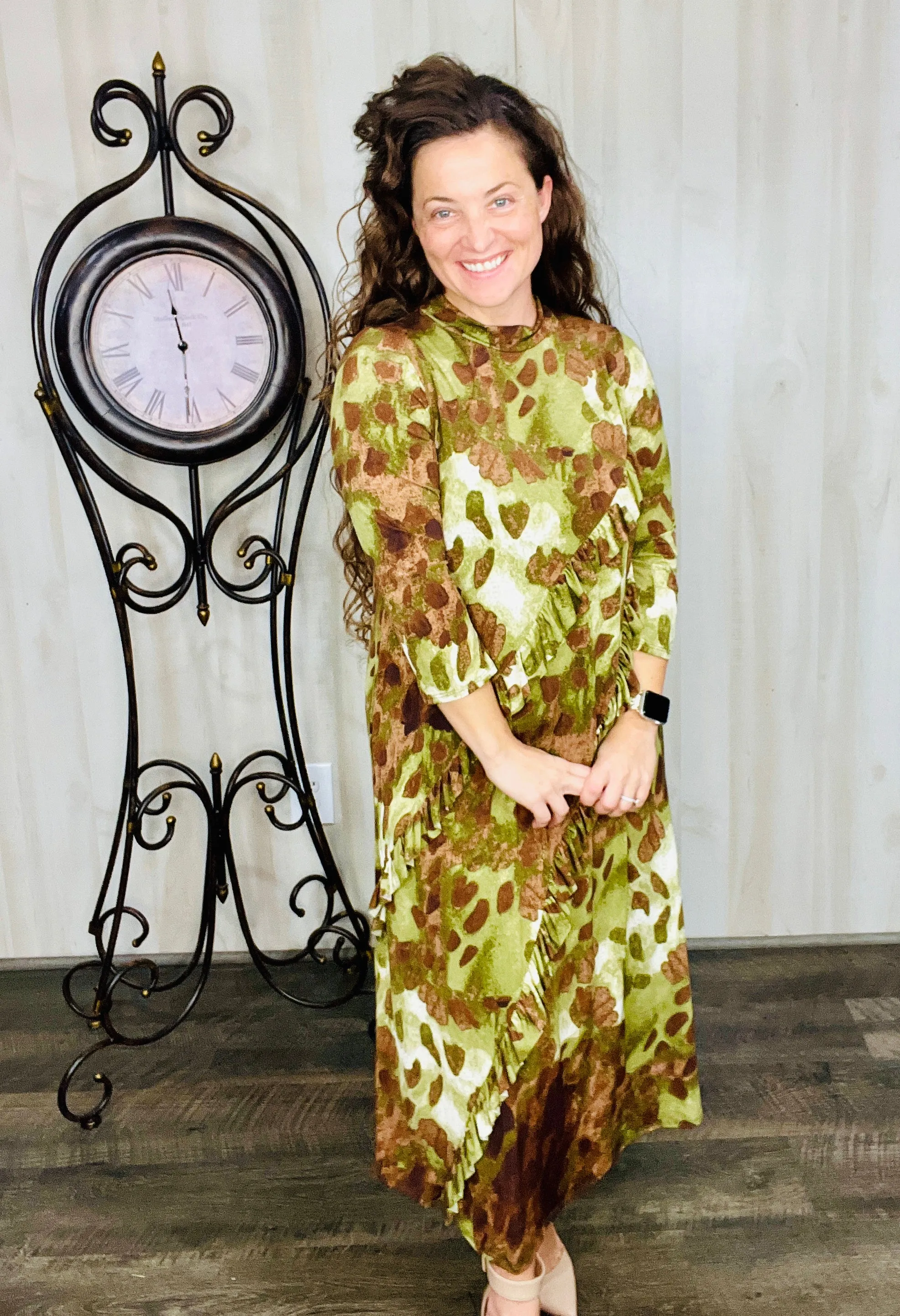 Kimmy Ruffled Dress- Olive