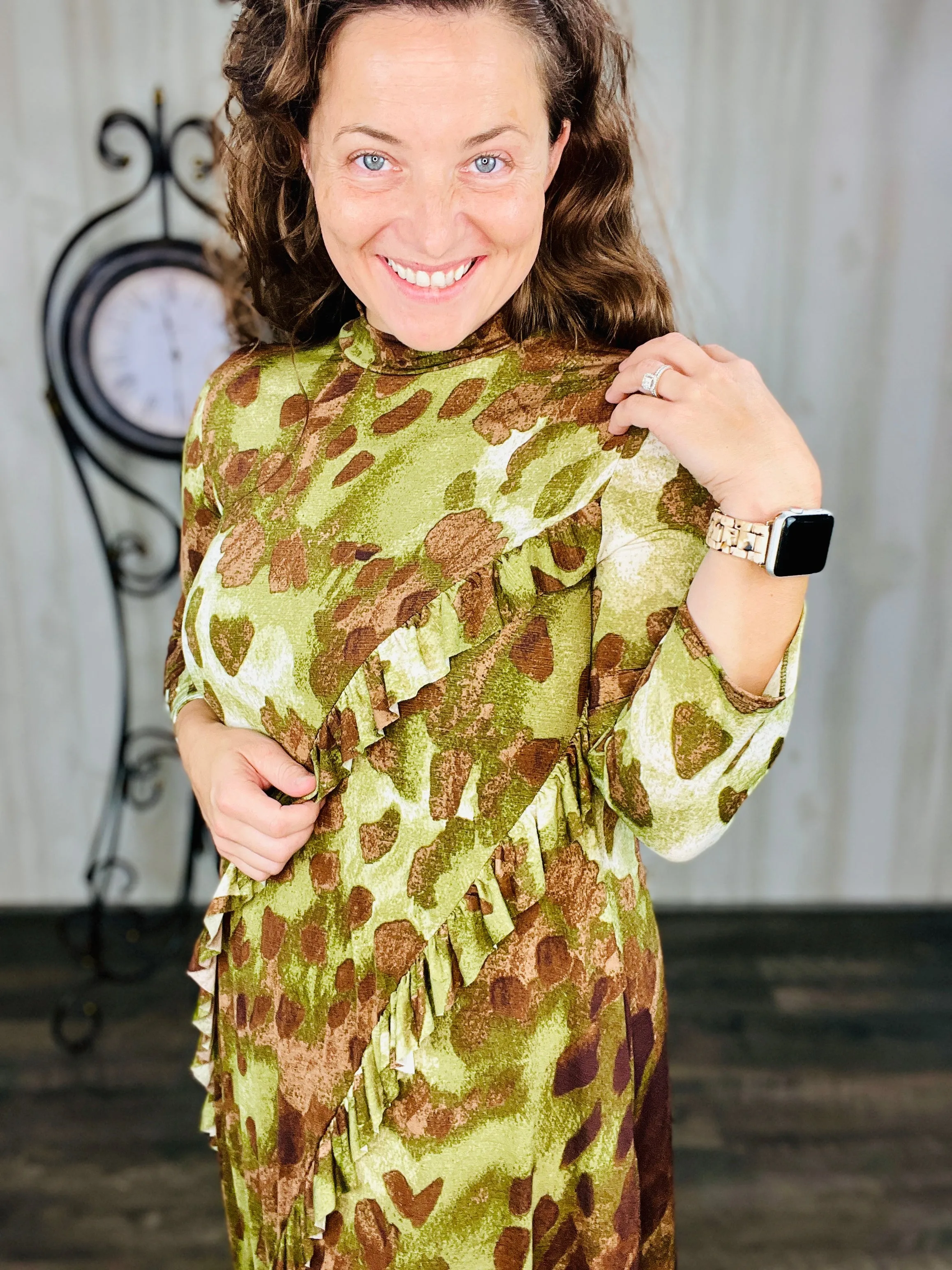 Kimmy Ruffled Dress- Olive