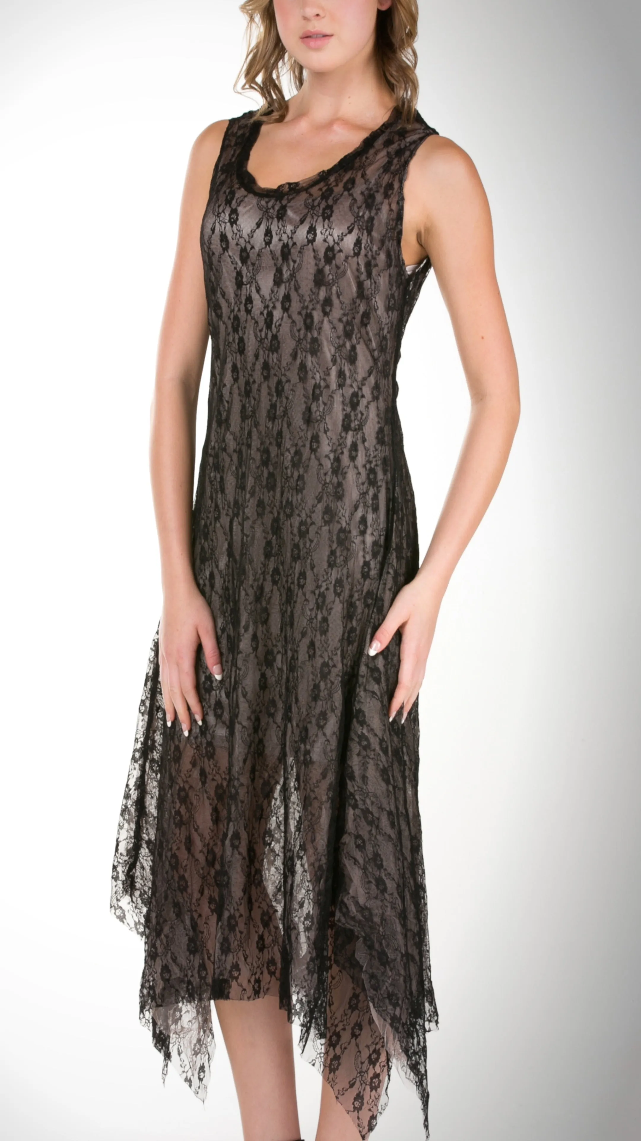 Lace Mesh Layering Sleeveless Dresses