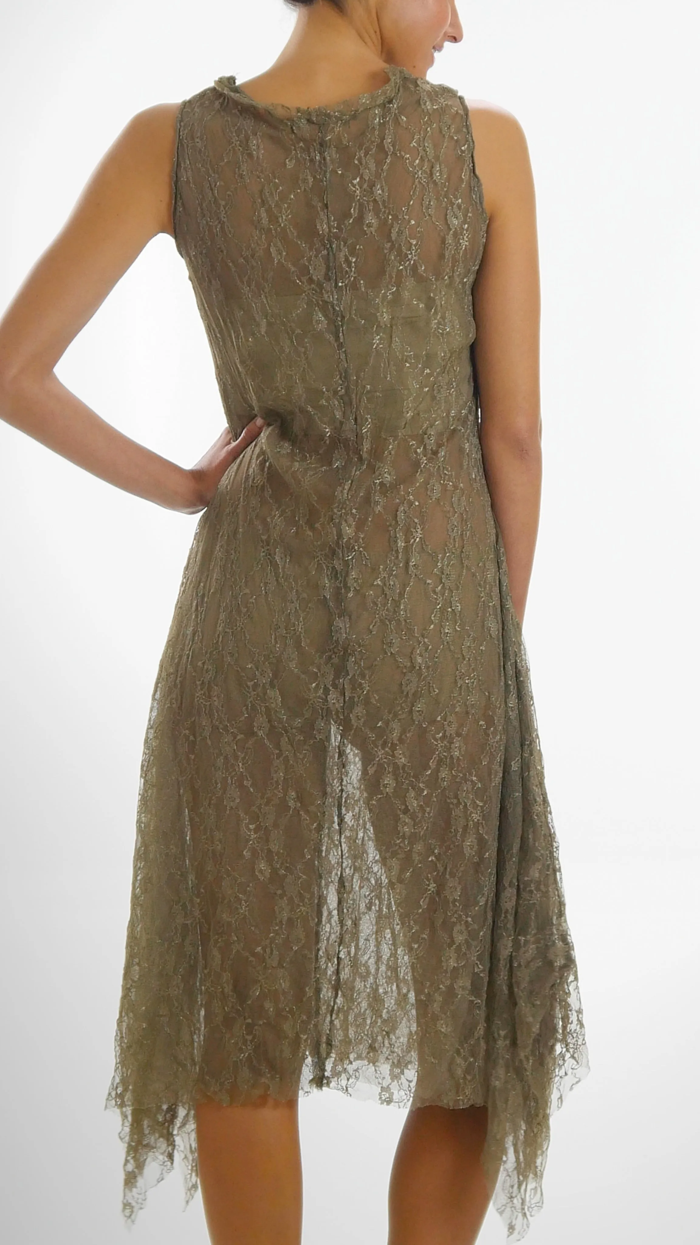 Lace Mesh Layering Sleeveless Dresses