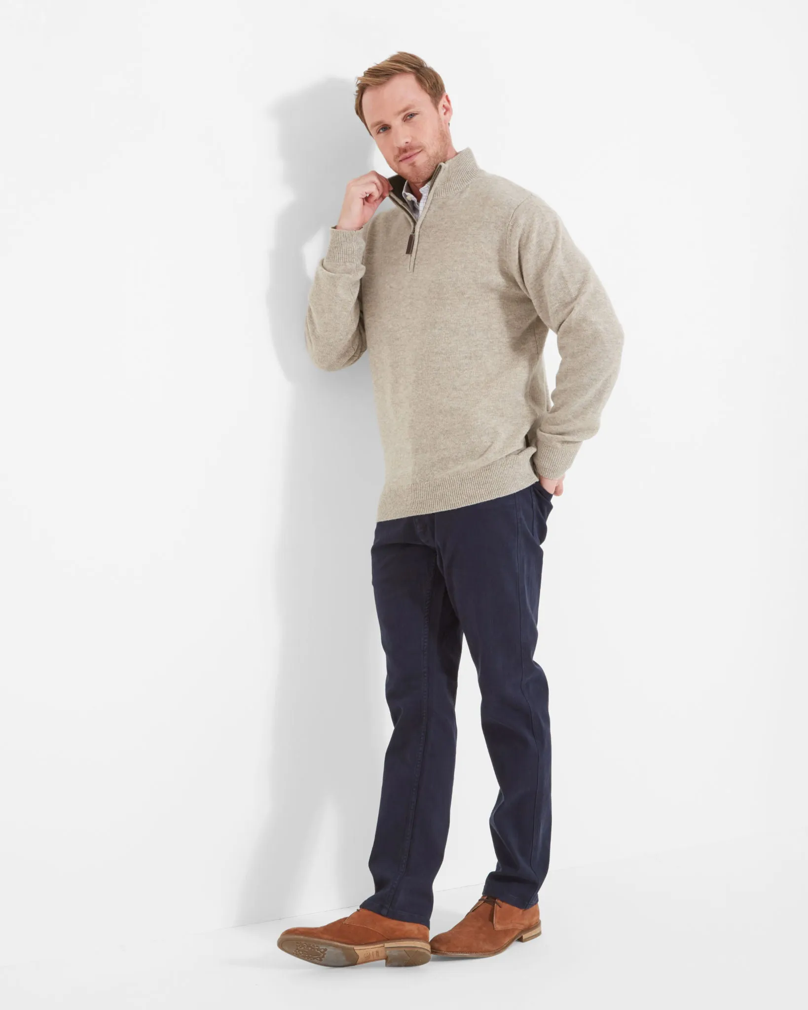 Lambswool 1/4 Zip Jumper - Oat