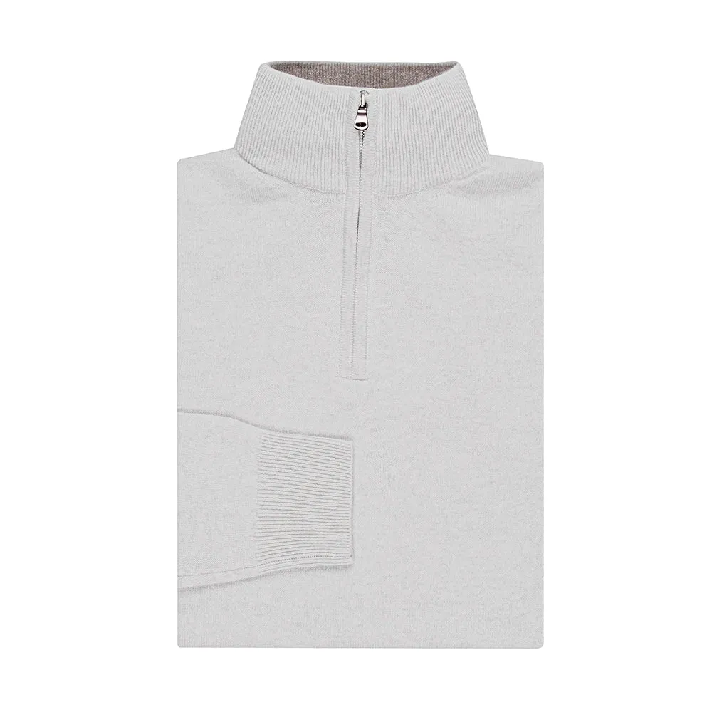 Light Grey Cashmere Quarter-Zip Jumper