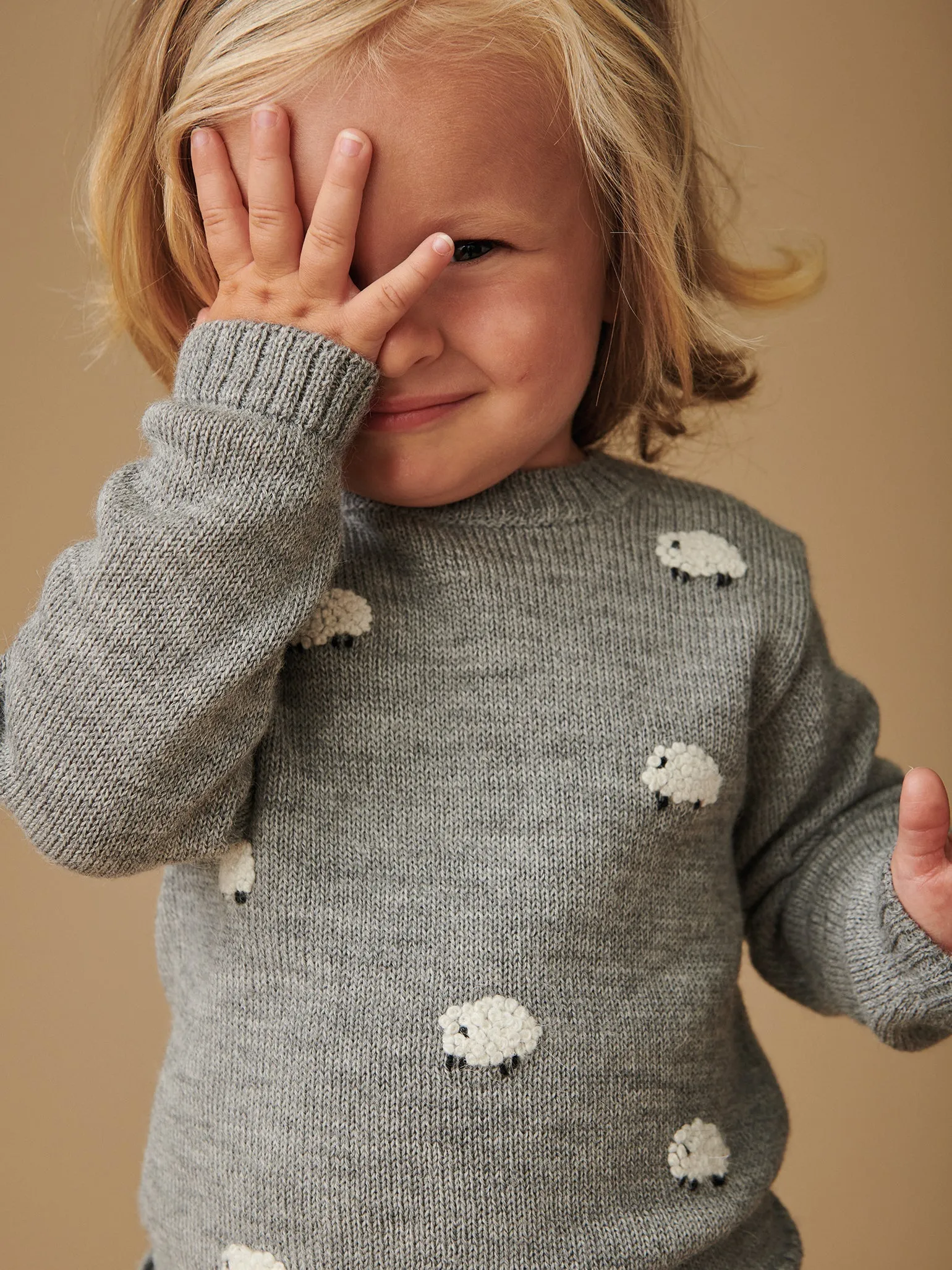 Light Grey Oveja Alpaca Baby Jumper