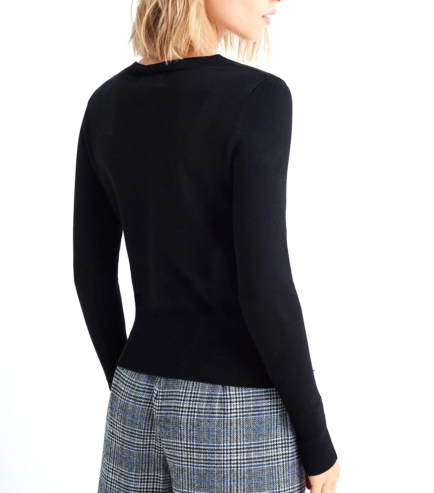 Lightweight Buttoned Cuff Jumper
 Black