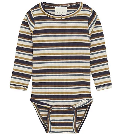 Long Sleeve Ribbed Bodysuit - Parisian Night Stripe