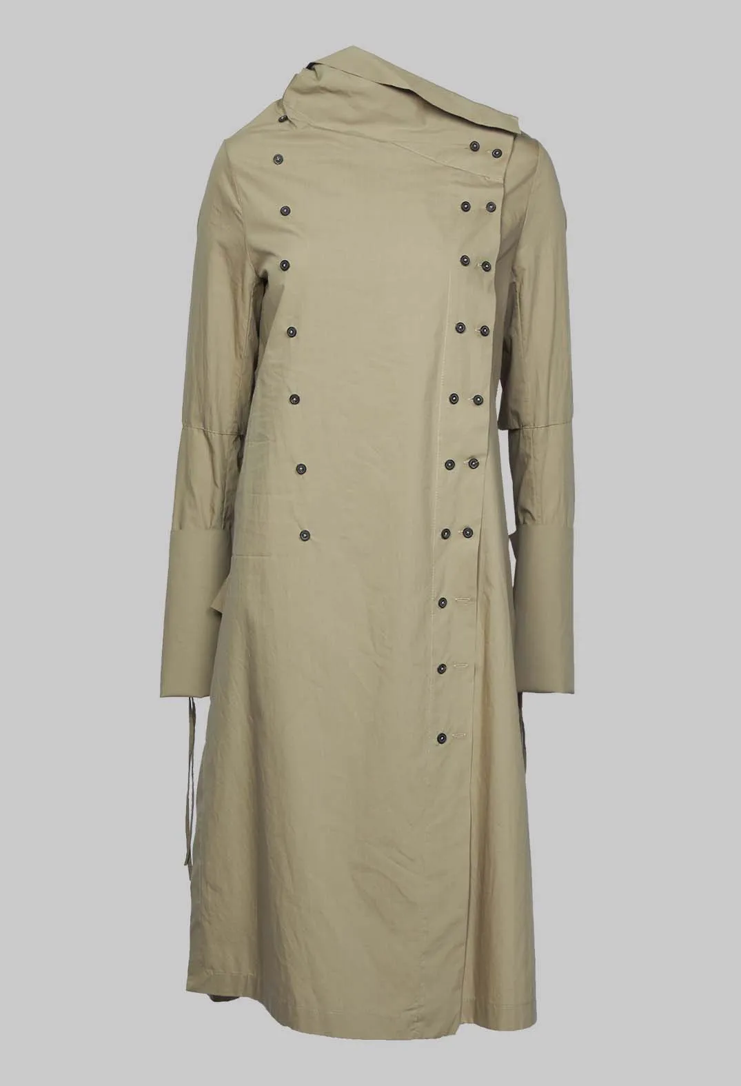 Longline Shirt with Asymmetric Buttons in Ocher