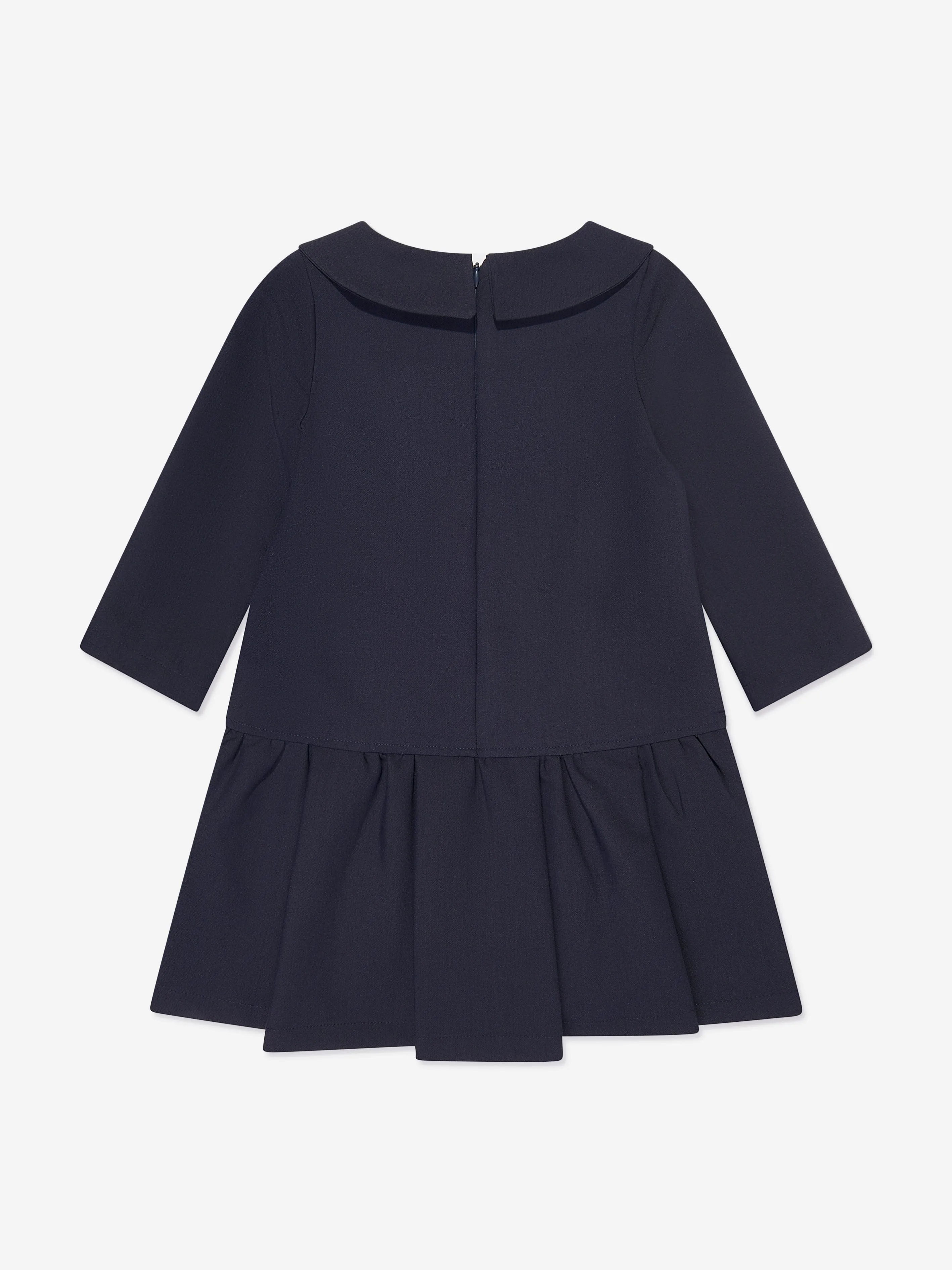 Mama Luma Girls Baby Collar Pearl Pocket Dress in Navy