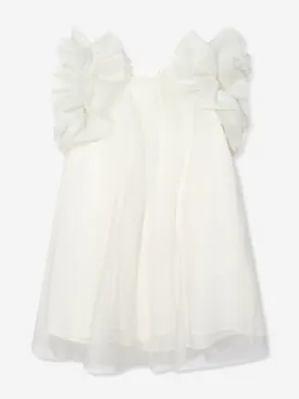 Mama Luma Girls Puffy Sleeves Tulle Dress in White