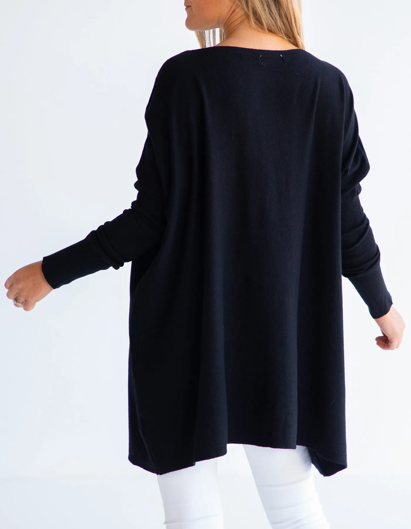 Marley Oversize Cotton Knit Jumper in Black