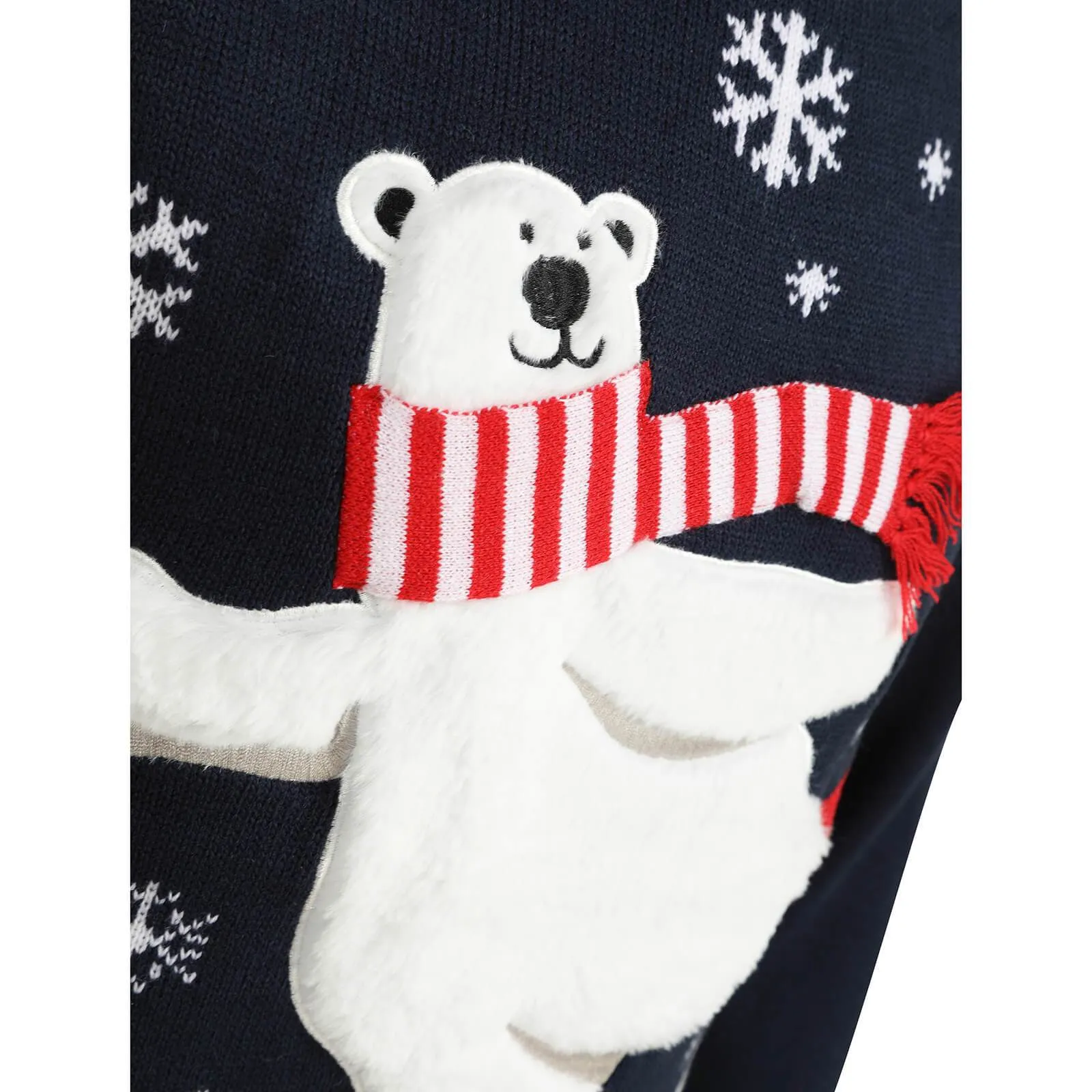 Mens Christmas Jumper Polar Bear Ice Skating With Striped Scarf