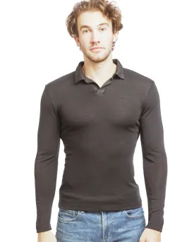 Men's Pure Merino Wool POLO Long Sleeve - Grey