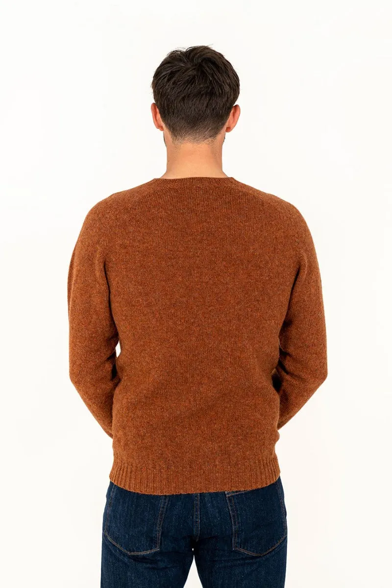 Mens Seamless Saddle Shoulder Shetland Jumper - Light rust