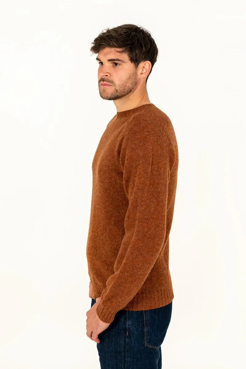 Mens Seamless Saddle Shoulder Shetland Jumper - Light rust